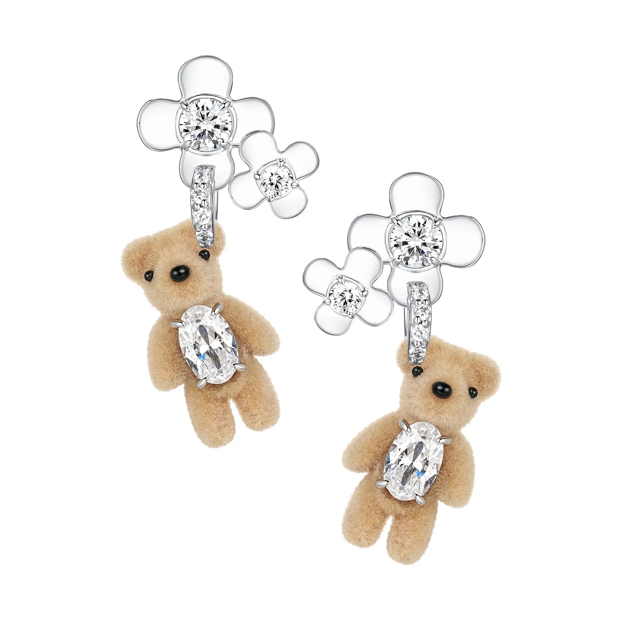 Paradise / Mini Flocked Bear Flowers Earring mysite