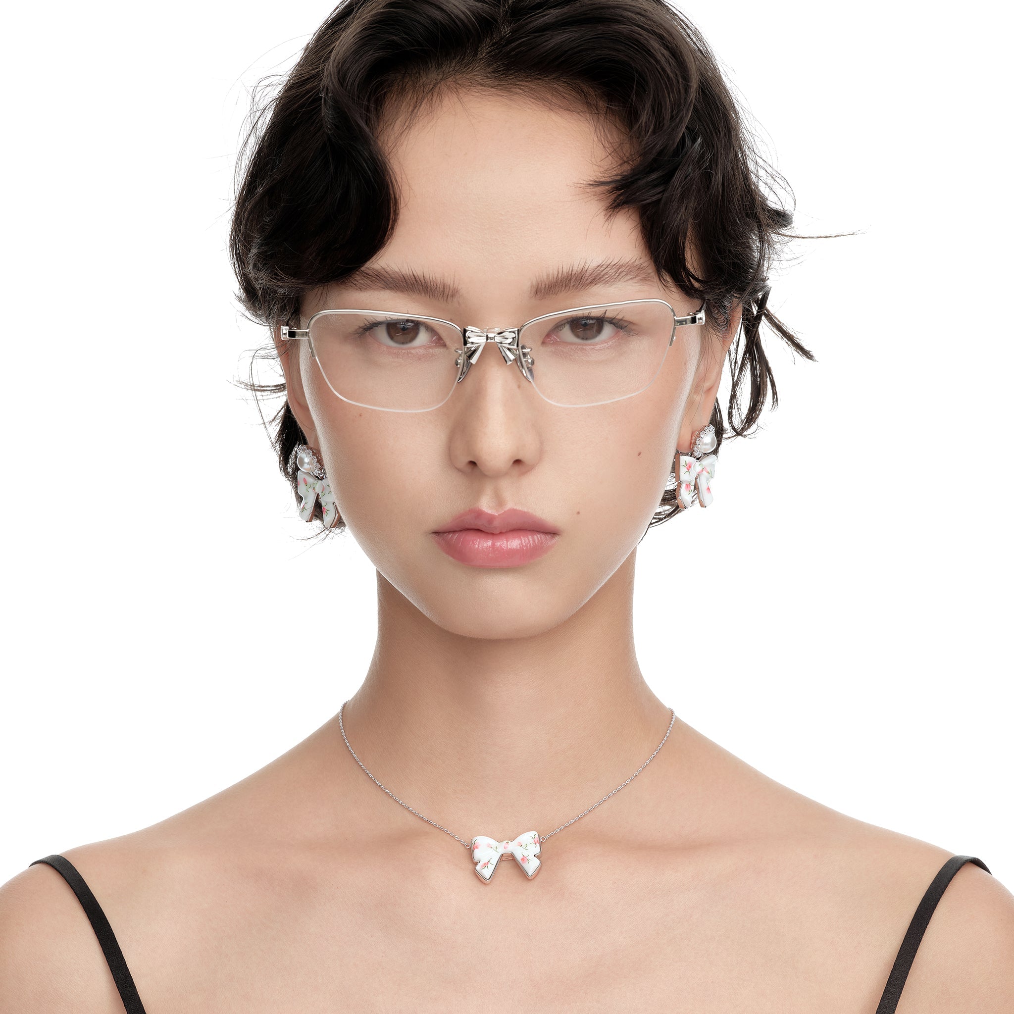 YVMIN X SHUSHUTONG / Double Side Ceramic Bowknot Necklace mysite