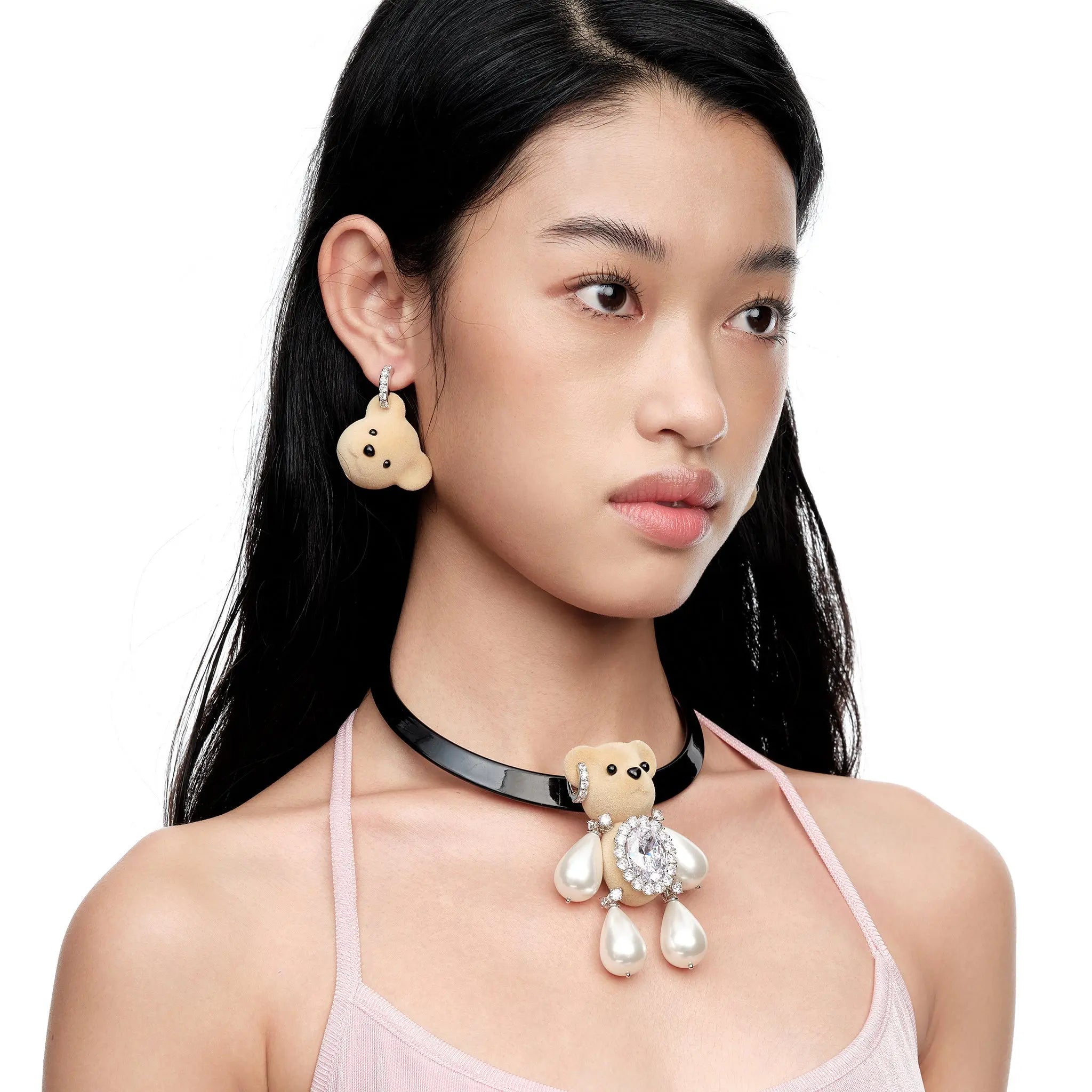 Paradise / Flocked Bear Head Gemstone Earring mysite