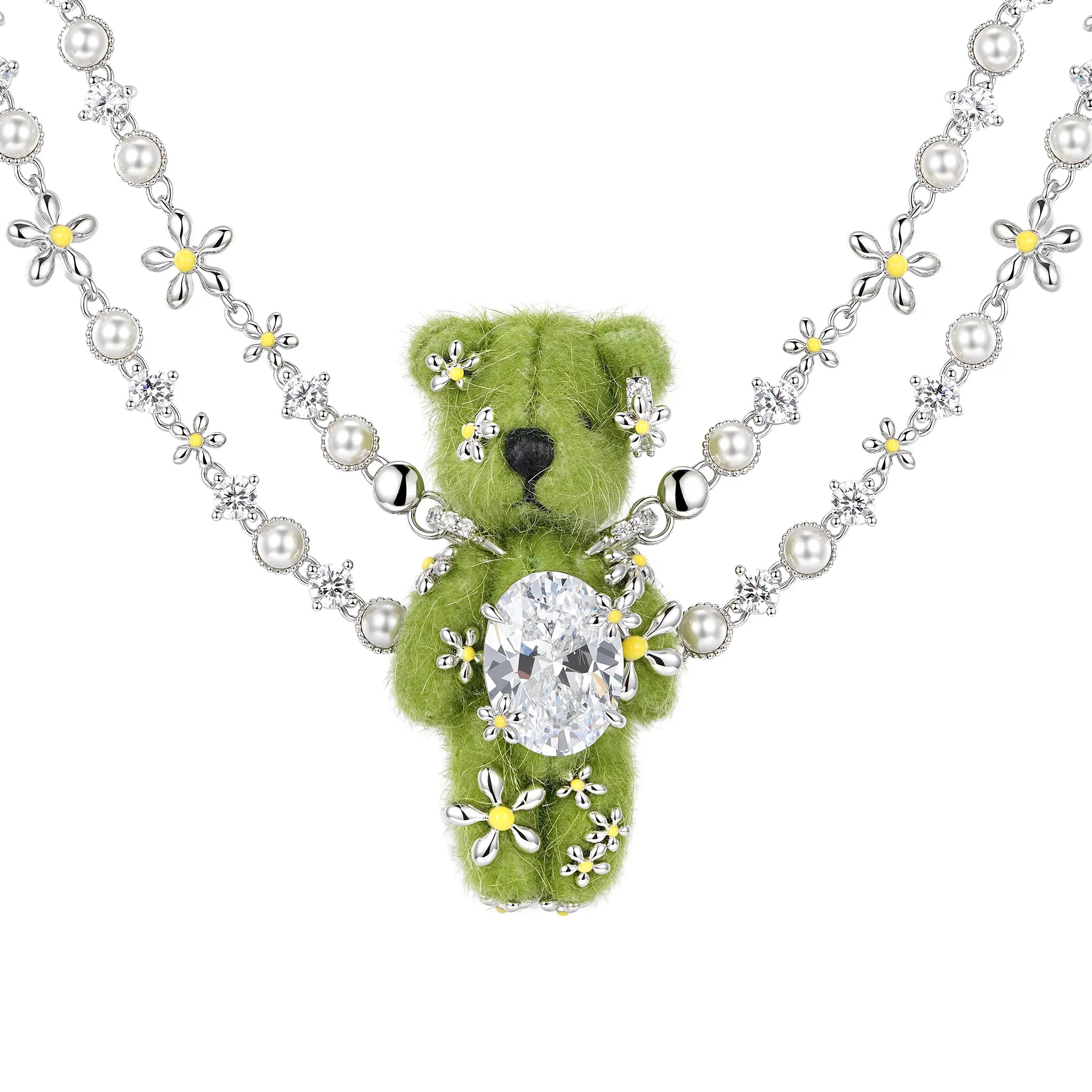 Paradise / Grass Fabric Bear Layers Necklace mysite
