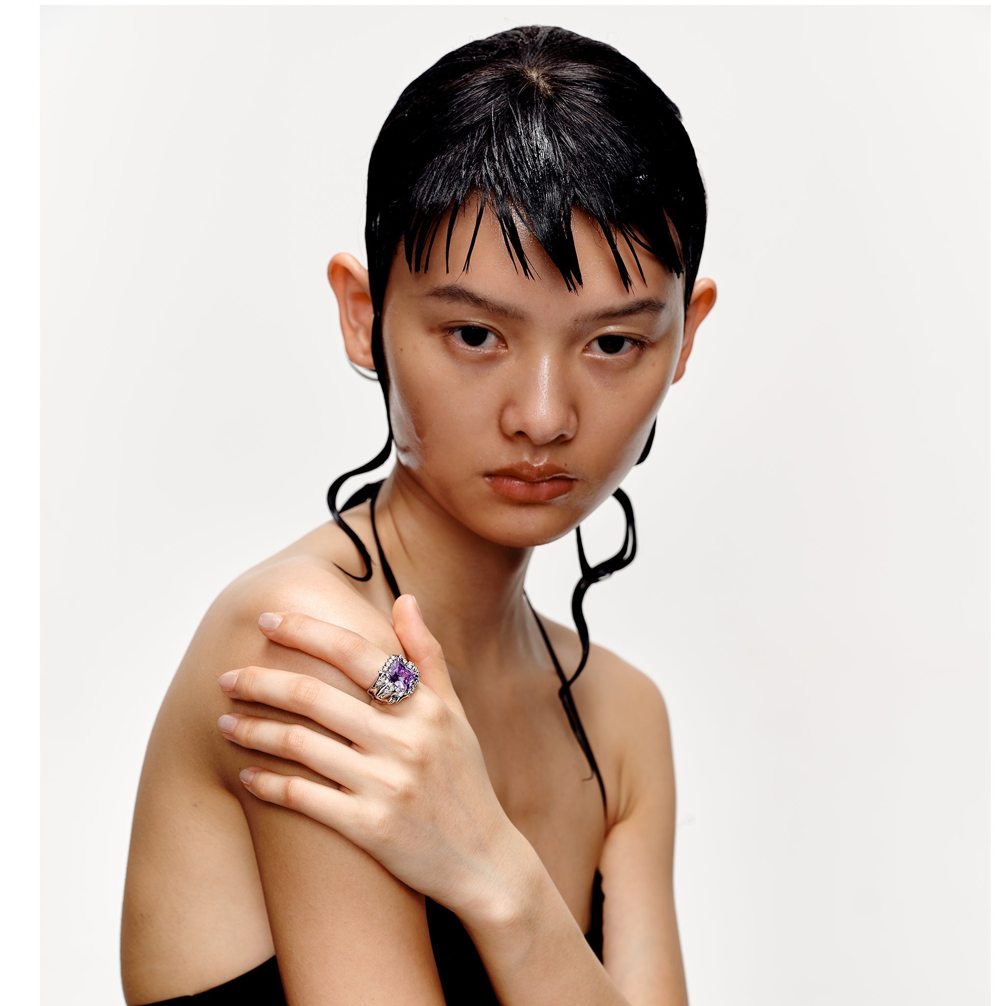 Ripple / Liquefied square zircon Ring mysite