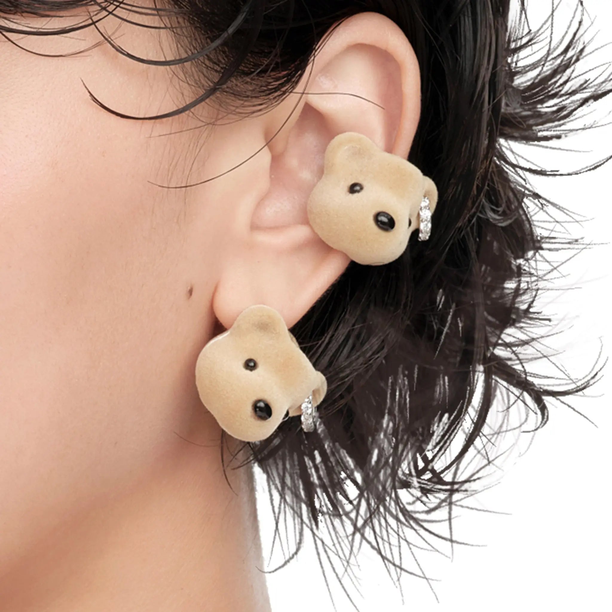 Paradise / Flocked Bear Head Earring mysite