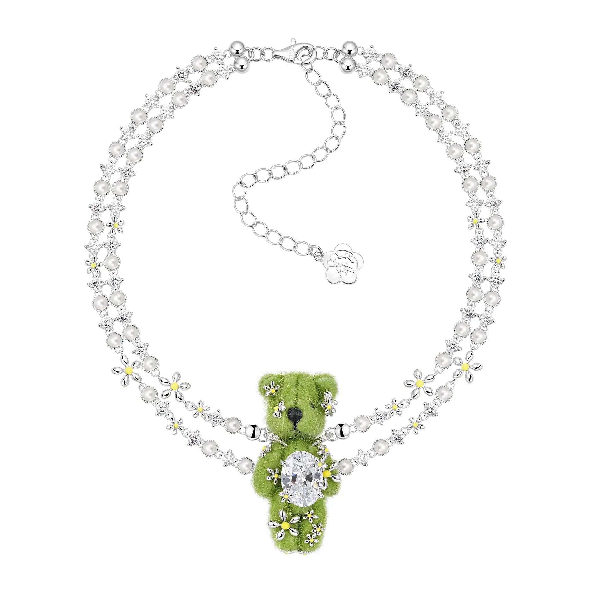 Paradise / Grass Fabric Bear Layers Necklace mysite