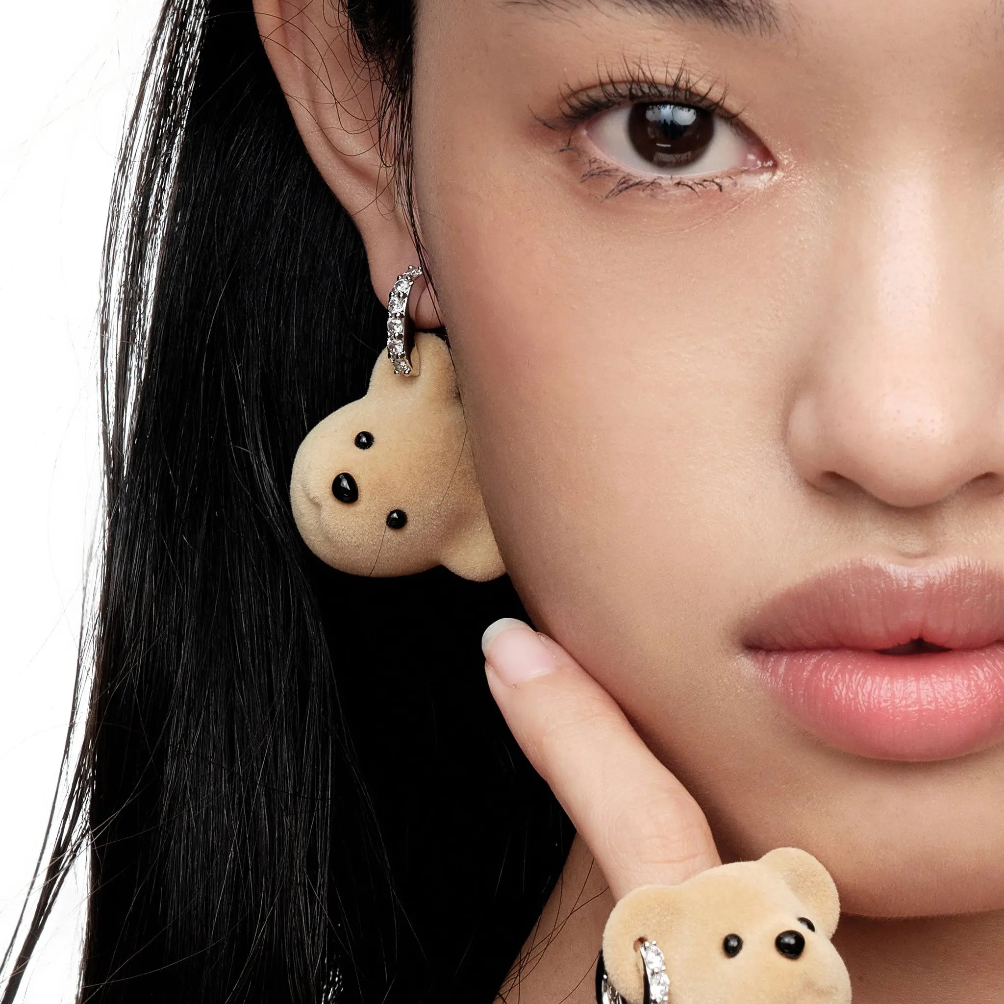 Paradise / Flocked Bear Head Gemstone Earring mysite