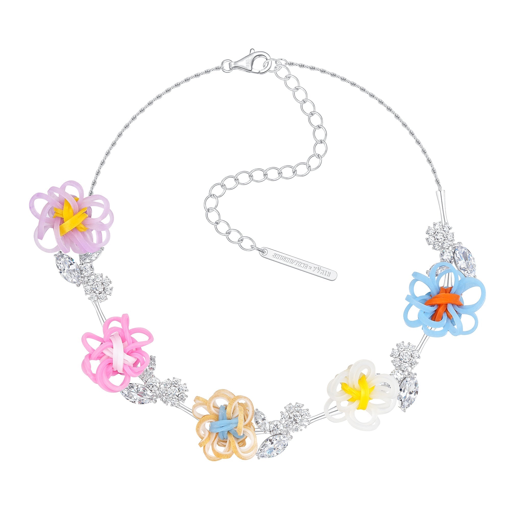 YVMIN X SHUSHUTONG / Rubber Band Flower Gemstone Leaf Necklace mysite