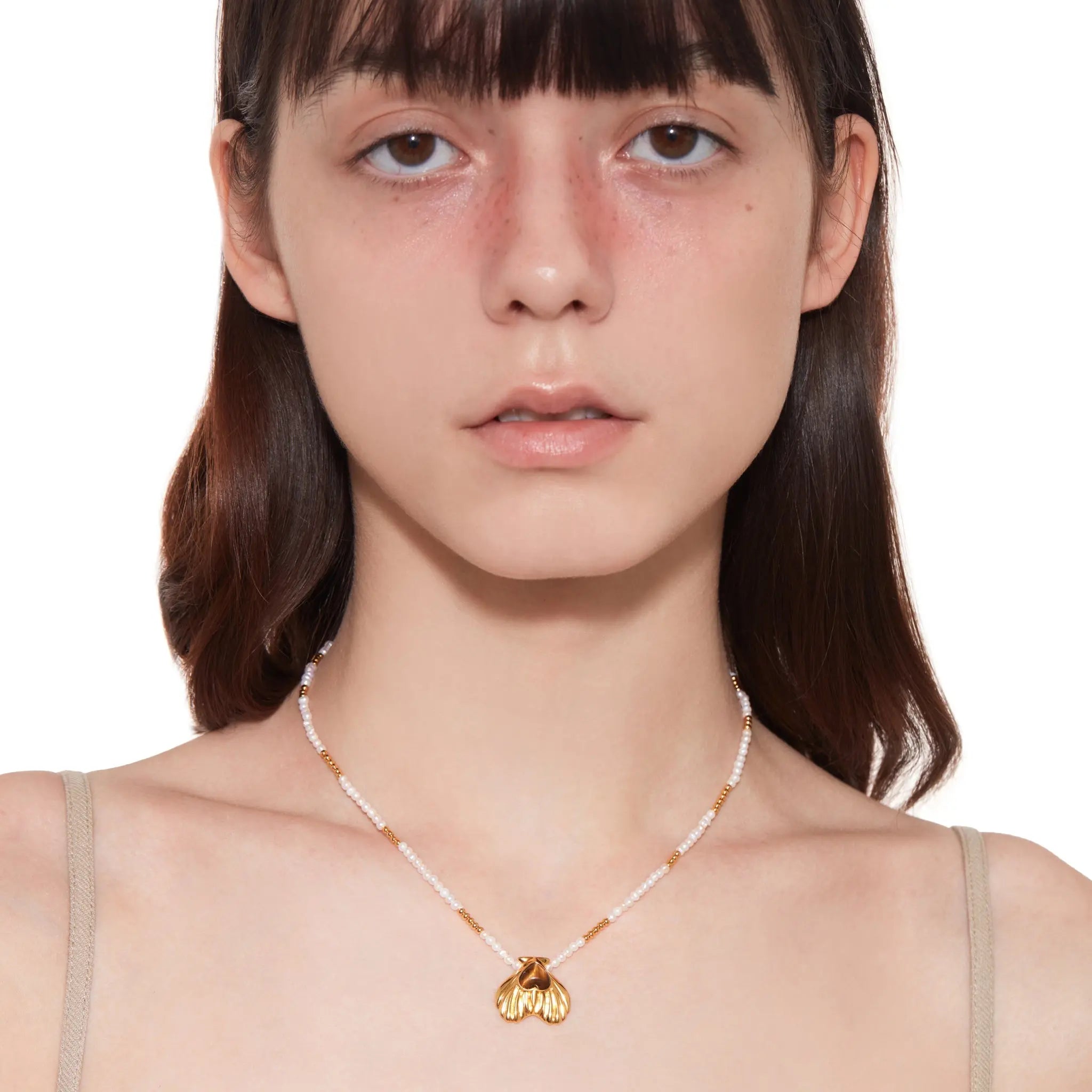 Tasty / Heart Shape Metal Pendant Pearl Necklace mysite