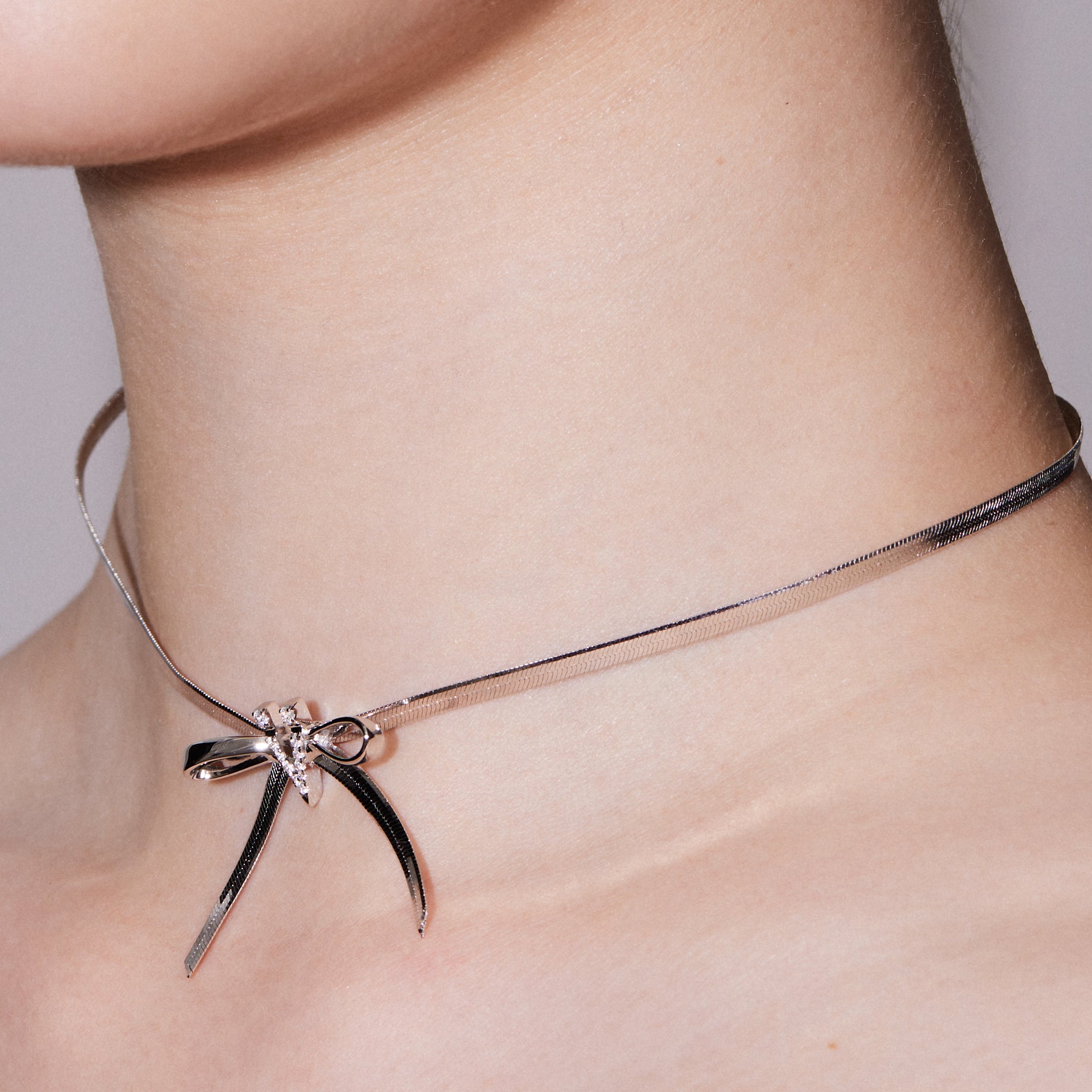 Ripple / V Bowknot Ribbon Soft Necklace mysite