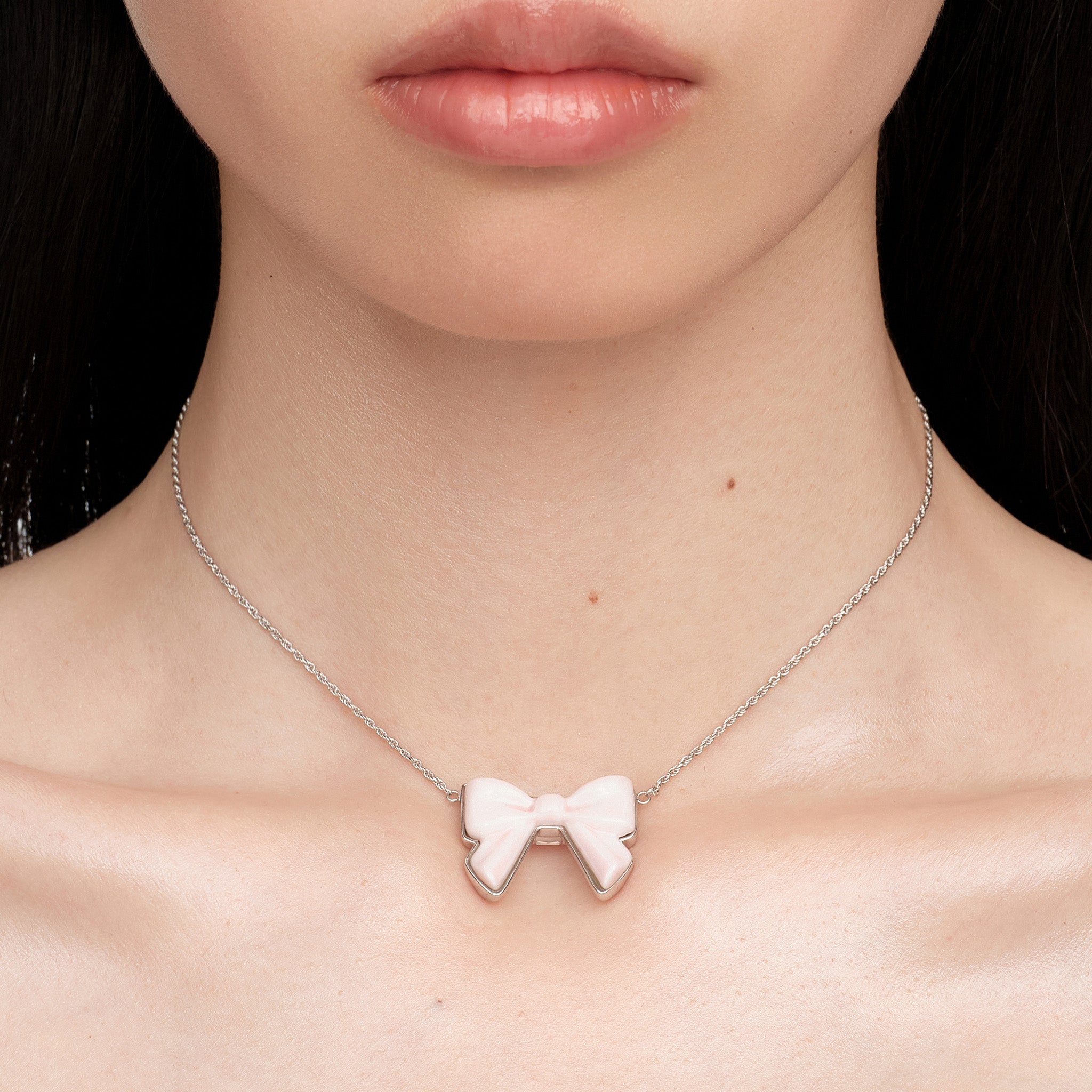 YVMIN X SHUSHUTONG / Double Side Ceramic Bowknot Necklace mysite