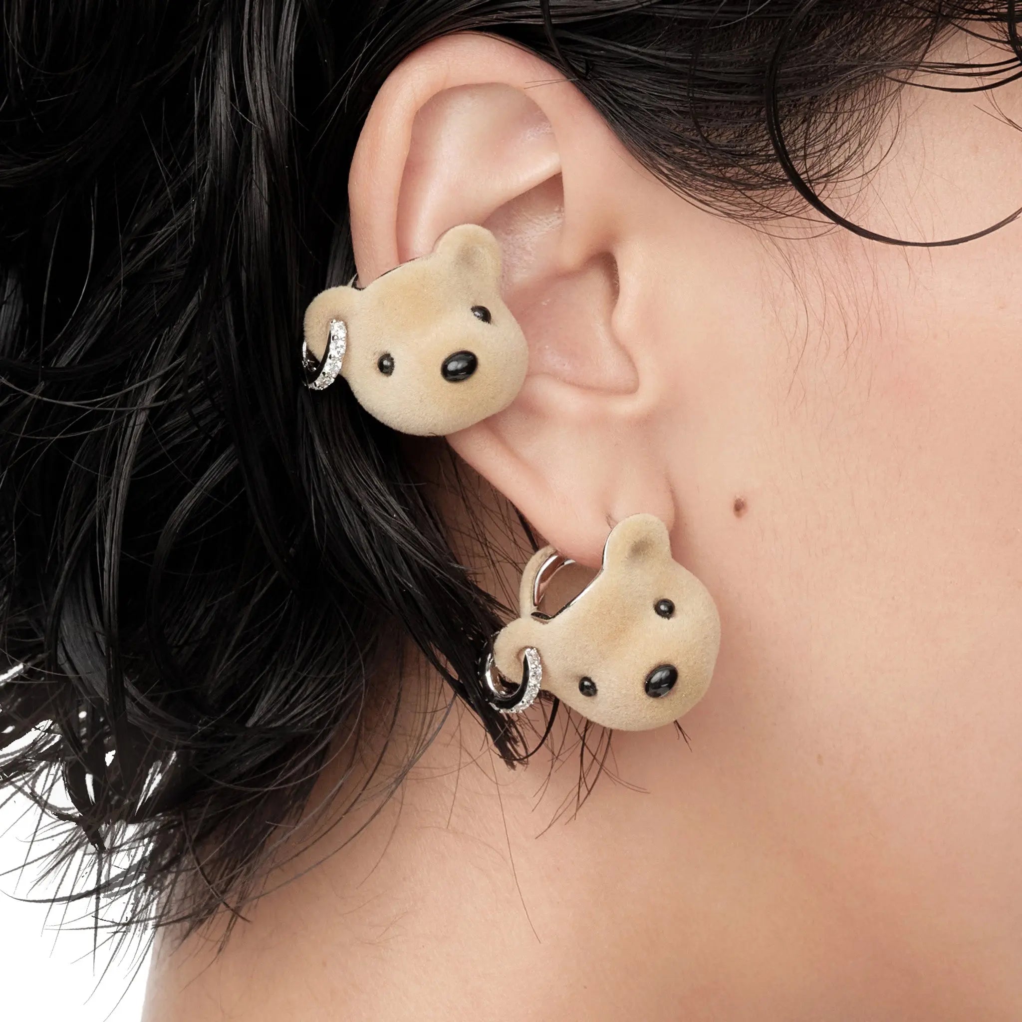 Paradise / Flocked Bear Head Earring mysite