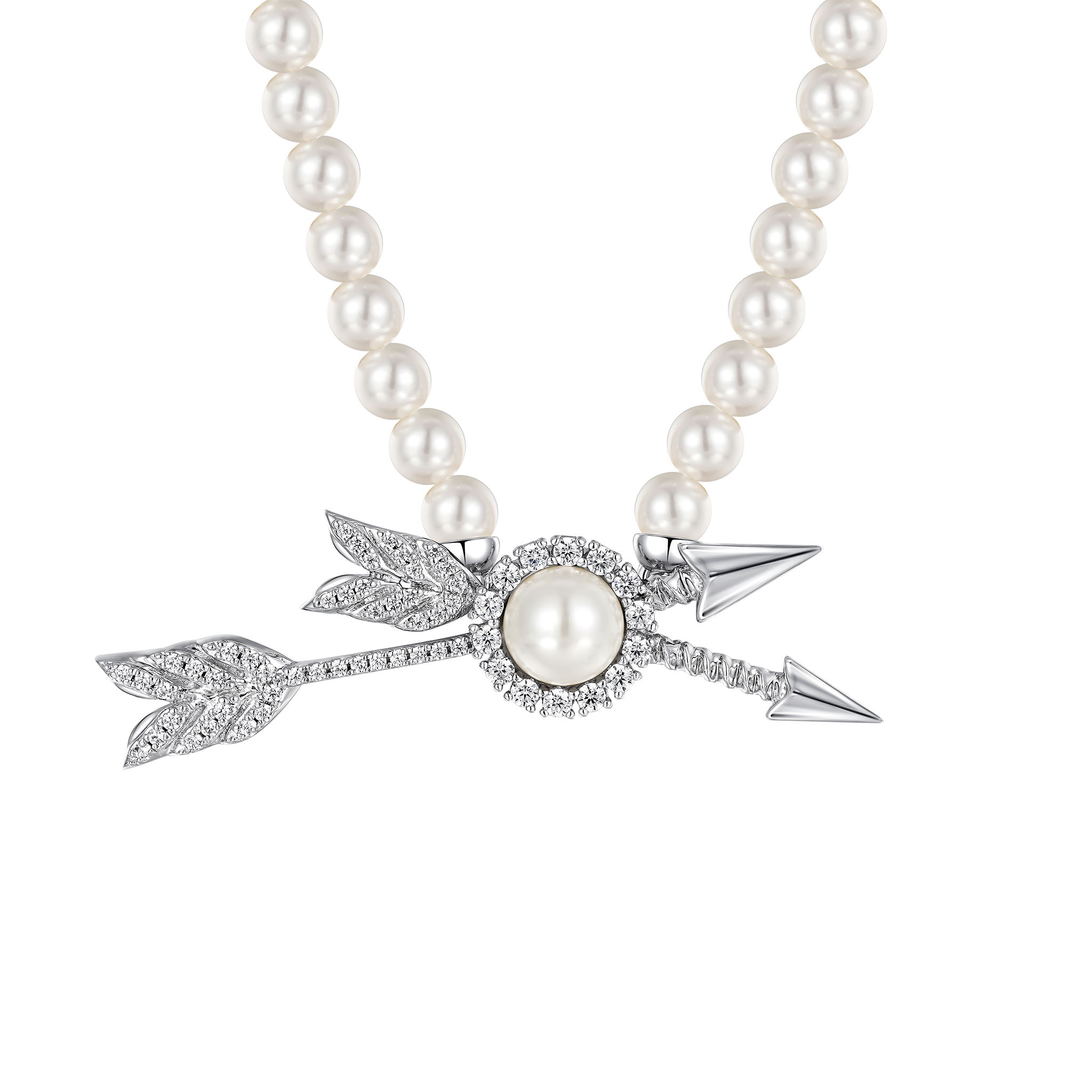 YVMIN X SHUSHUTONG / Double Arrow Pave Pearl Necklace mysite